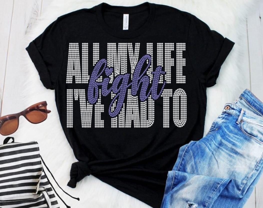 Color Purple Crystal Rhinestones Tee